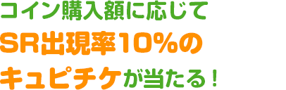 コイン購入額に応じてSR出現率10％のキュピチケが当たる！