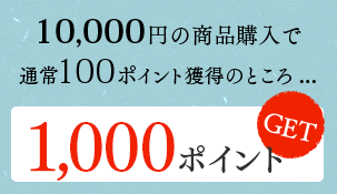 10,000円の商品購入で通常100ポイント獲得のところ...　1,000ポイントGET