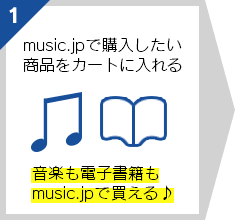 music.jpで購入したい商品をカートに入れる 音楽も電子書籍もmusic.jpで買える♪